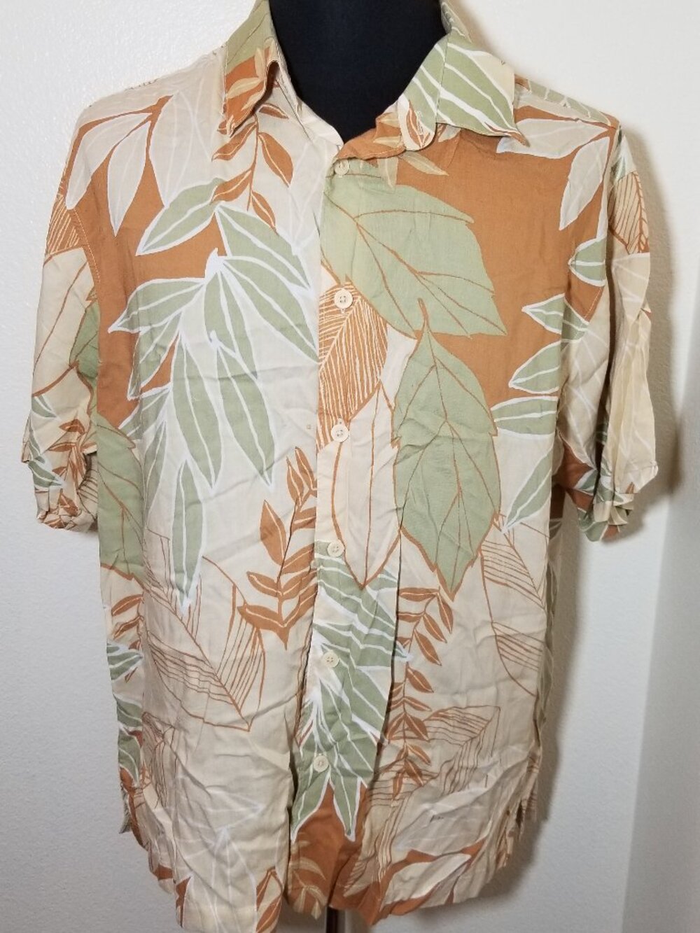 Cubavera Mens XL Tropical Palm Leaves Button Up Shirt Retro Island Beach Summer